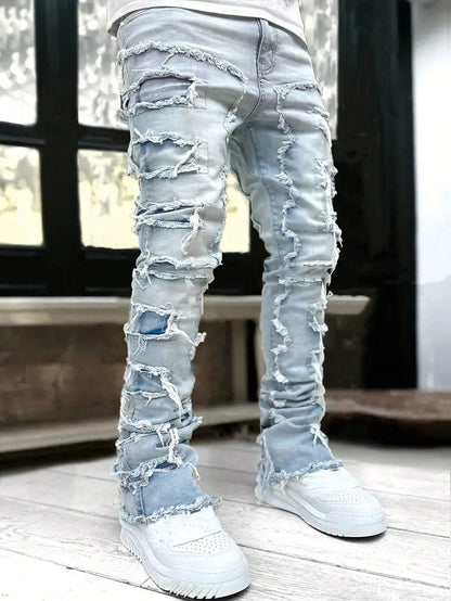 Men's Solid Distressed Denim Jeans