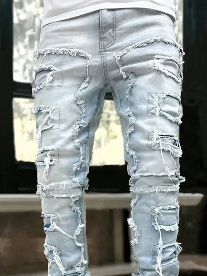 Men's Solid Distressed Denim Jeans