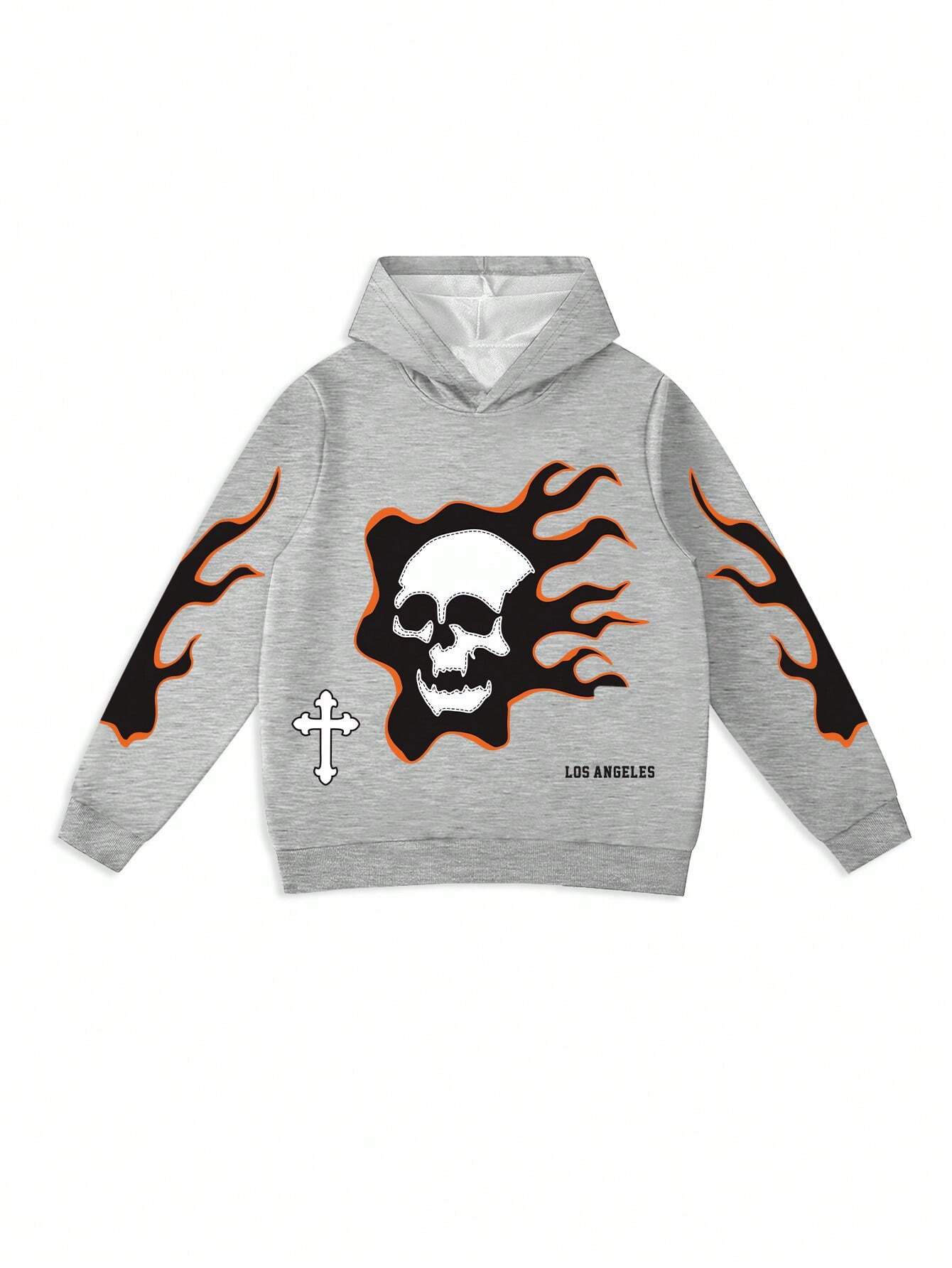 Men's Autumn Hoodie & Sweatpants Set – Letter & Skull Graphic with Drawstring Waist