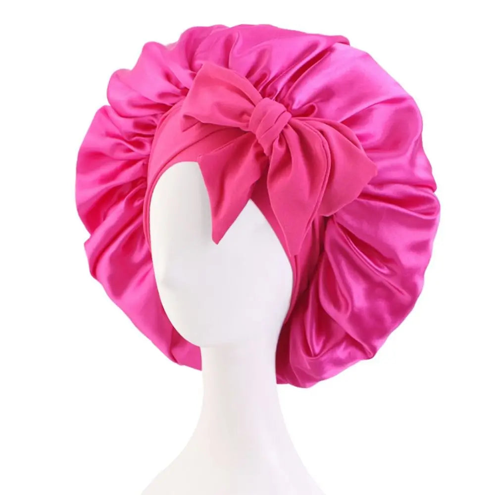 Satin Turban Bonnet Sleep Cap with Headband – Silk Nightcap for Women & Children