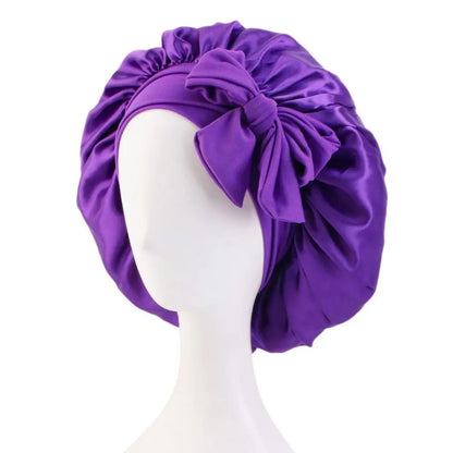 Satin Turban Bonnet Sleep Cap with Headband – Silk Nightcap for Women & Children