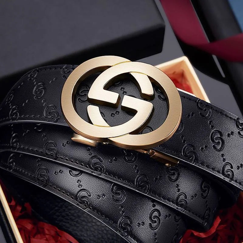 High-Quality Designer Men’s Business Belt – Luxury Brand with Famous Male Buckle, Genuine Leather Belt for Women and Jeans