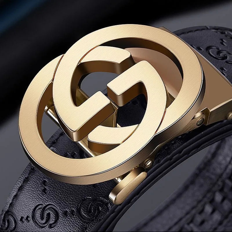 High-Quality Designer Men’s Business Belt – Luxury Brand with Famous Male Buckle, Genuine Leather Belt for Women and Jeans