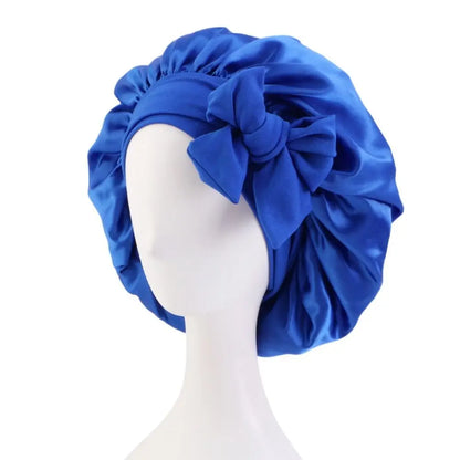 Satin Turban Bonnet Sleep Cap with Headband – Silk Nightcap for Women & Children