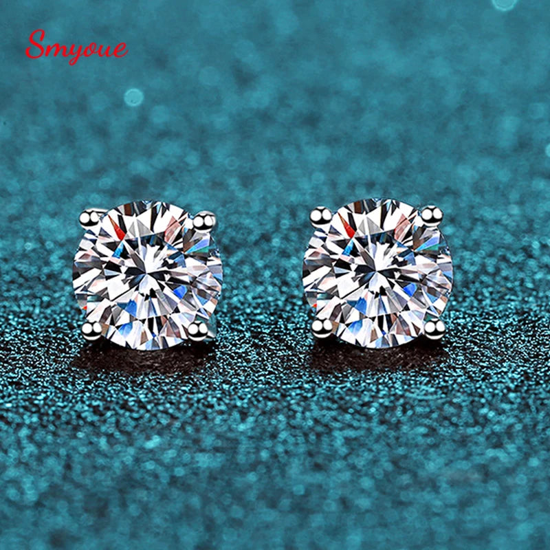 0.1-3CT Moissanite Stud Earrings for Men and Women – S925 Silver, Platinum-Plated Wedding and Bridal Diamond Studs, GRA Certified